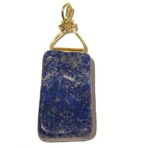  Lapis Pendant 02 Rectangle Blue Block Crystal Stone Slab 