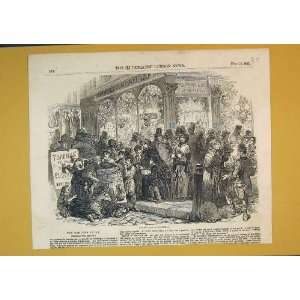  1852 Busy Street Scene GrocerS Shop Christmas Print