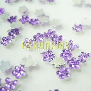 1000pc Light Purple Glitter Flower Rhinestones Nail Art  