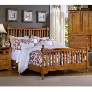  Cottage Oak Slat Poster Bed (King) by Vaughan Bassett 