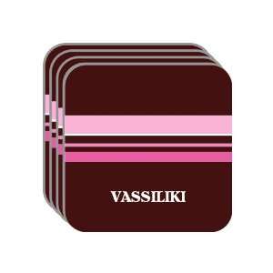 Personal Name Gift   VASSILIKI Set of 4 Mini Mousepad Coasters (pink 