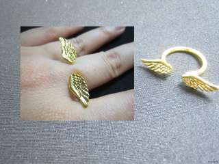 Fashion Alloy Angel Wings Adjustable Ring Gold Silver  