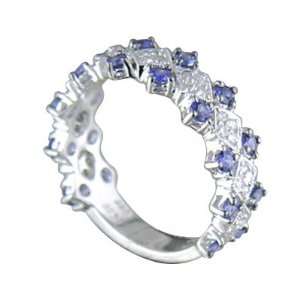  1.11 ct Sapphire & Diamond Wedding/Anniversary Band 18k 