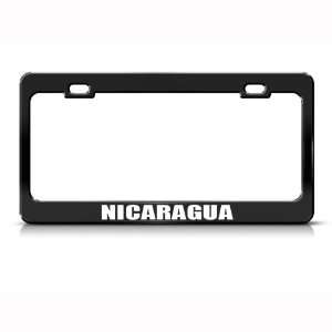  Nicaragua Flag Black Country Metal license plate frame Tag 