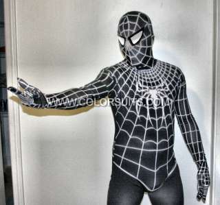 Full Lycra Zentai Deluxe Black Spiderman Suit Venom  
