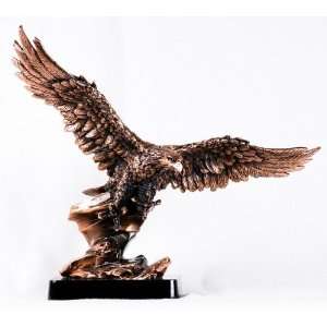  14 inch Copper Bald Eagle With Wings Spread In Flight Display 