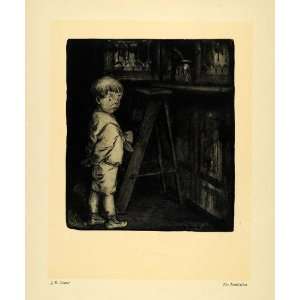 1911 Print Temptation Child Jam Ladder Boy Art J R Shaver 