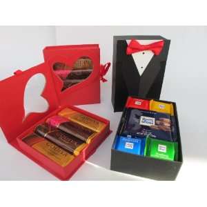 Him and Her Valentine Boxed Valentine Chocolate  8 Godiva Bars for Her 