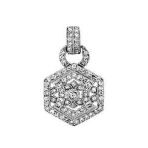  Sterling Silver Cubic Zirconia 27mm Octagon Shape Pave Set 