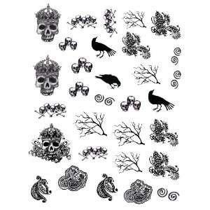  Bajidoo Skulls and Raven Decal Full Sheet Arts, Crafts & Sewing