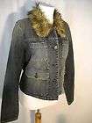 Misses American Eagle Outfitters Denim Faux Fur Jacket Size Medium M 