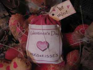 Primitive Bag of Hugs & Kisses Pink Vals Day Be Mine  