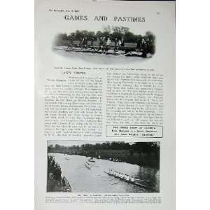   1907 Tennis Sport Brown Blythe Rowing Boat Cambridge