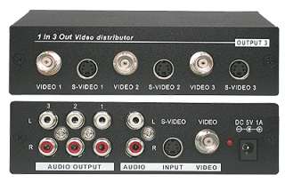   In 3 Out Composite BNC Video Audio Splitter Distribution Amplifier