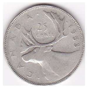  1953 Canada 25 Cent Silver Coin 