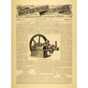  1891 Article Otto Gasoline Engine Machinery Works 
