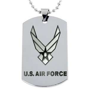  US Air Force style3 Dogtag Pendant Necklace w/Chain and 