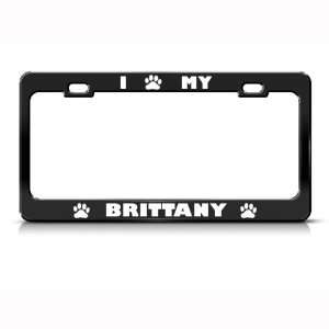 Brittany Dog Dogs Black Animal Metal license plate frame Tag Holder