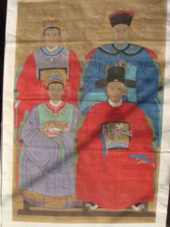 Nice Chinese Ancestor Painting Portrait Scroll 4 People  
