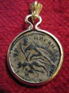 Constantine the Great Ancient Coin in 14k Gold Pendant  