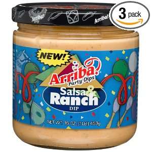 Arriba Party Dips Salsa & Ranch Dip, 16 Ounce Jars (Pack of 3 