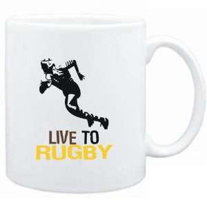  Mug White  LIVE TO Rugby  Sports