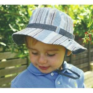  Boys Reversible Cotton Sun Hat, Blue Stripe, UPF50 