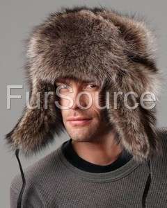 Raccoon Full Fur Russian Ushanka Trooper Winter Hat  