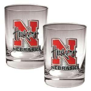 Nebraska Cornhuskers NCAA 2pc Rocks Glass Set  Sports 