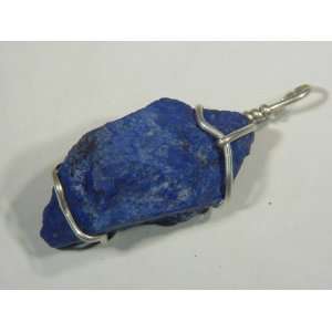 Sterling Silver Wire Wrapped Unpolished Natural Lapis Lazuli Gemstone 
