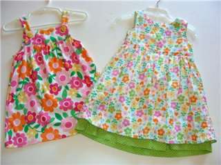 USED BABY GIRL Carters LOT CLOTHES Dresses 18 MONTHS MO Flowers Summer 