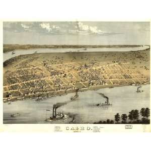  1867 Cairo Illinois, Birds Eye Map