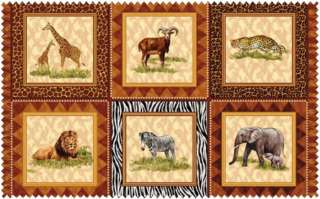 Panel Animal Print Safari Collection Fabric Quilt Sew  