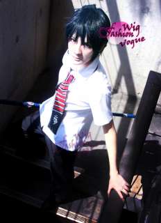 Ao No Exorcist Rin Okumura Anime Cosplay Short Dark Blue Hair Wig 