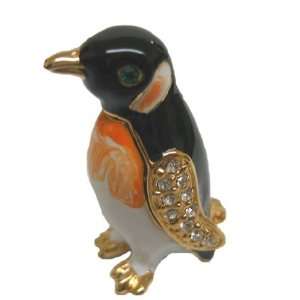  Bejeweled Enameled Cute Penguin Trinket Box 1 X .5 X .75 
