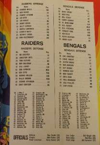   Raiders vs. Cincinnati Bengals AFL Program VG+ Otto Upshaw Trumpy