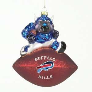 NFL Buffalo Bills Mouth Blown Glass Mascot Football Christmas Ornament