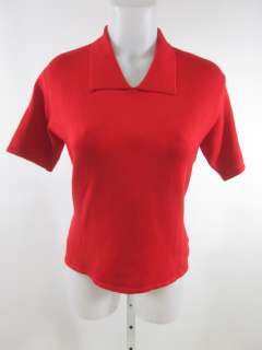 CARLISLE Red Silk Knit Short Sleeve Polo Shirt Top Sz S  