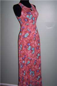Vintage 70s floral maxi dress smocked empire waist S  
