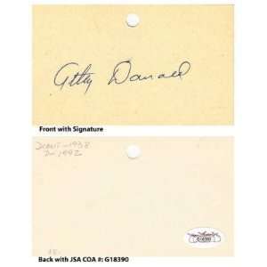  Atley Donald Signed Index Card JSA COA 1938 45 Yankees 