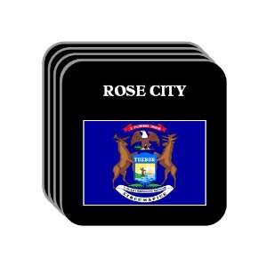  US State Flag   ROSE CITY, Michigan (MI) Set of 4 Mini 