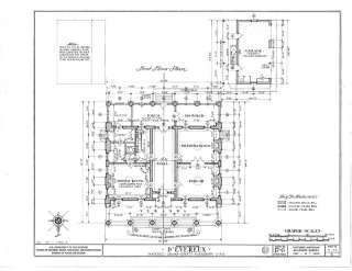 Evereux, an Antebellum Mansion, house blueprints  