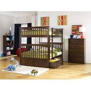 Atlantic Furniture   Columbia Full Bunk Bed with Flat Panel Drawers in 