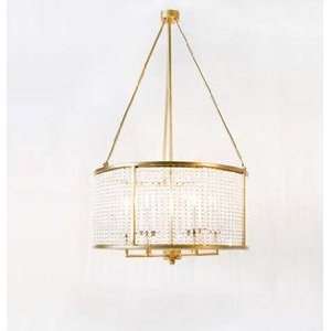   Pendant Chandelier with Crystal Shade   Gold Leaf