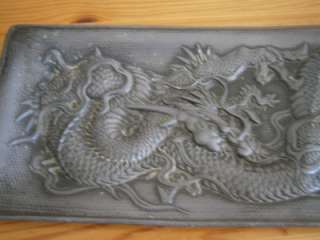   detailed dragon antique japanese antimony metal meiji dragon tray