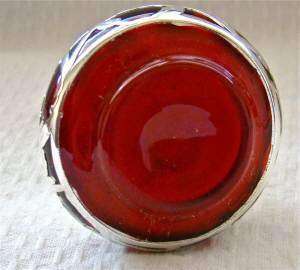   RED STERLING SILVER OVERLAY PERFUME/SCENT BOTTLE ANTIQUE/vintage GLASS
