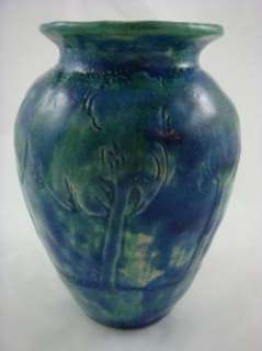 Antique Arts & Crafts Pottery Vase MCC Art Deco Palm  