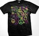 Peace Sign and “VGesture Design Neon Mens T shirt Funny Hot Tees