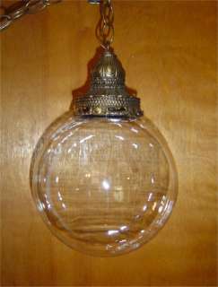  hanging pendant chandelier lamp unique light x lg globe brass 70’s