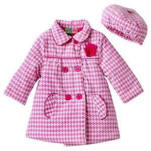    Al & Ray Houndstooth Coat & Hat Set Baby Girl 24 Months Pink Baby